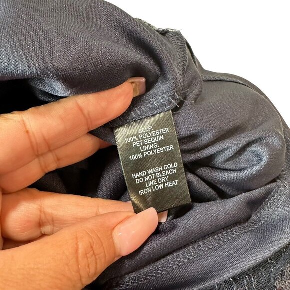 Lulus Navy Blue Sequin Short Sleeve V-Neck Shift Dress Women SZ XS - Picture 5 of 14